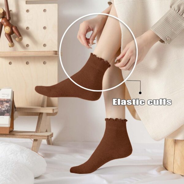 DarkCom Women Socks Ruffled Design, Cute Ankle Socks Super Soft Breathable Cool Frilly Socks For Mary Jane Shoes 6 Pairs - Image 3