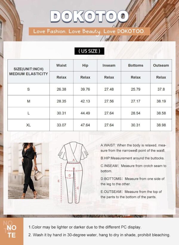 Dokotoo Jumpsuit for Womens Dressy Casual 2024 One Piece Romper Cold Shoulder Outfits for Summer - Image 6