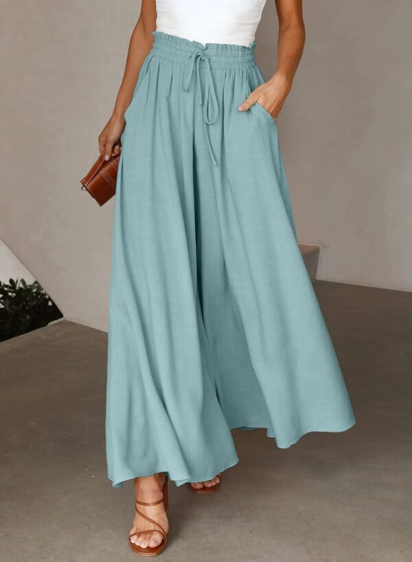 Dokotoo Pants for Women Casual Elastic Waist Wide Leg Pants with Pockets - Image 2