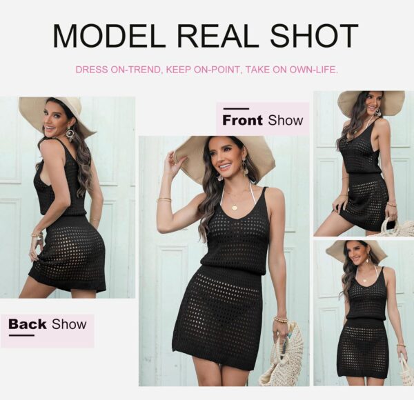 Dokotoo Summer Crochet Hollow Out Knit Beach Bathing suit Swim Cover Ups Cruise Outfits Vacation Dresses for Women 2024 - Image 4