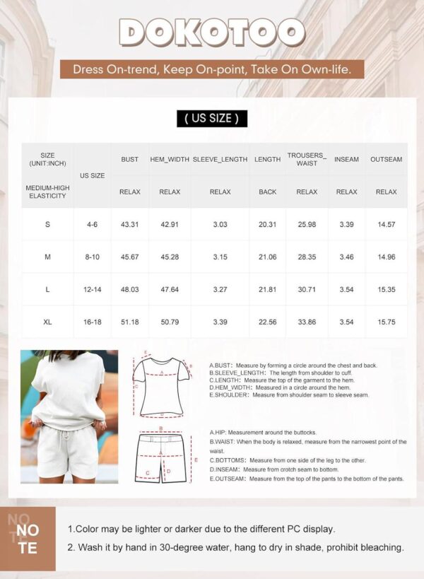 Dokotoo Women's 2 Piece Outfits Sweatsuit Casual Short Sleeve Pullover Tops and Drawstring Shorts Pants Lounge Sets - Image 6