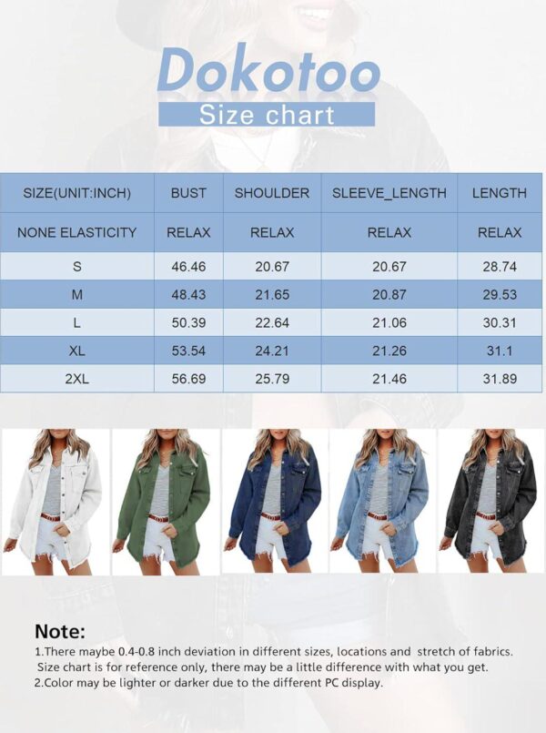 Dokotoo Women's Oversized Denim Jacket Casual Long Boyfriend Distresse Jean Jacket Autumn Spring - Image 6