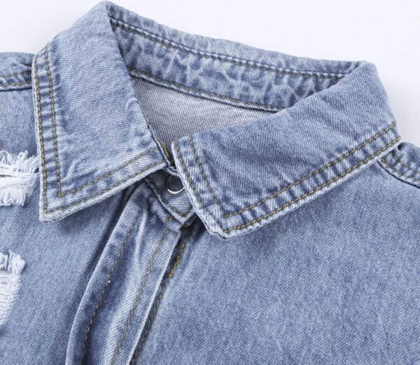 Dokotoo Women's Oversized Denim Jacket Casual Long Boyfriend Distresse Jean Jacket Autumn Spring - Image 7