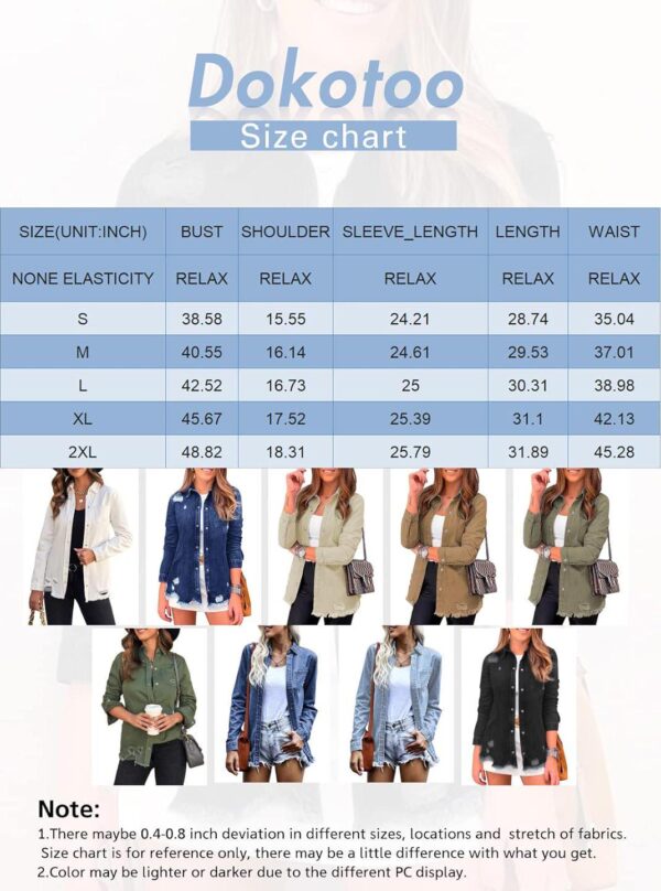 Dokotoo Women's Oversized Denim Jacket Casual Long Boyfriend Distresse Jean Jacket Autumn Spring - Image 6