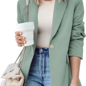Dokotoo Womens 2024 Fashion Spring Lapel Collar Buttons Blazer Jackets for Women Business Casual
