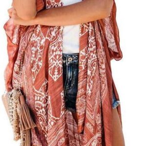 Dokotoo Womens 2024 Summer Beach Hawaiian Vacation Long Kimono Cardigans Swimsuits Cover ups