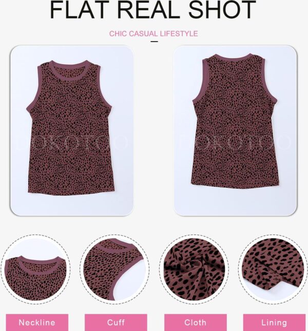 Dokotoo Womens Leopard Print Tank Tops Crewneck Sleeveless Summer Casual T-Shirts Blouses - Image 4