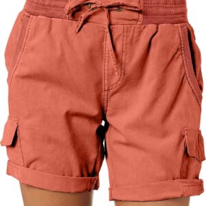 Dokotoo Womens Relaxed Fit High Waist Casual 4 Pocketed 2024 Hiking Outdoor Summer Shorts S-XL