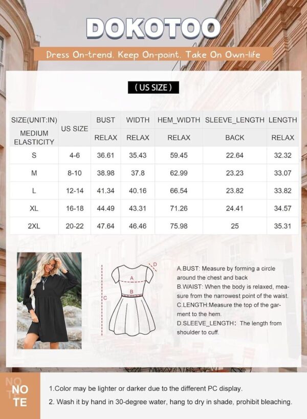 Dokotoo Womens Summer Tunic Dress Casual Loose Short Sleeve Crew Neck Flowy Swing Mini Shift Dresses - Image 5