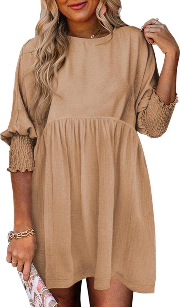 Dokotoo Womens Summer Tunic Dress Casual Loose Short Sleeve Crew Neck Flowy Swing Mini Shift Dresses