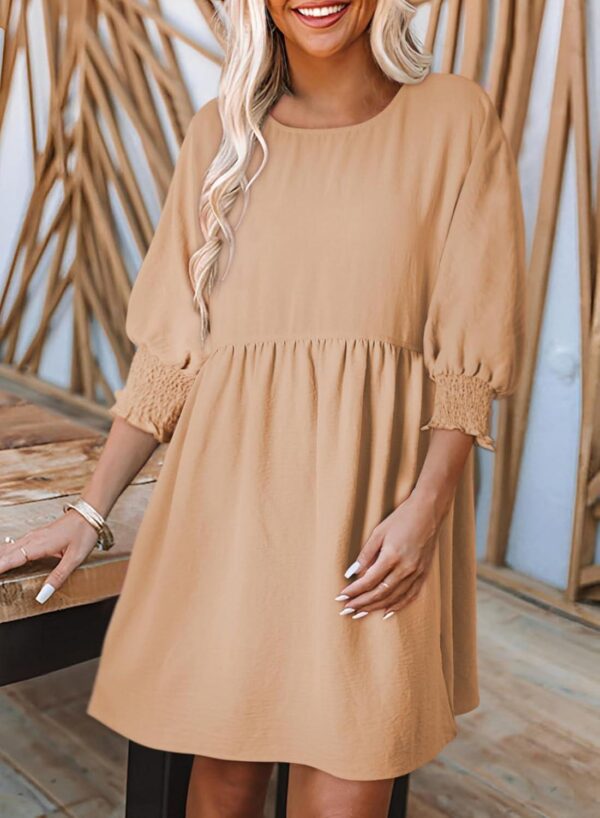 Dokotoo Womens Summer Tunic Dress Casual Loose Short Sleeve Crew Neck Flowy Swing Mini Shift Dresses - Image 6