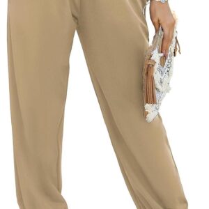 Dokotoo Womens Wide Leg High Waist Carrot Pants Casual Loose Slant Pocket Ruched Flowy Yoga Joggers