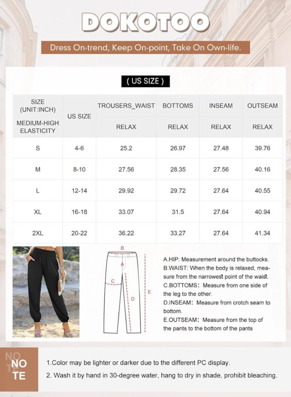 Dokotoo Womens Wide Leg High Waist Carrot Pants Casual Loose Slant Pocket Ruched Flowy Yoga Joggers - Image 6