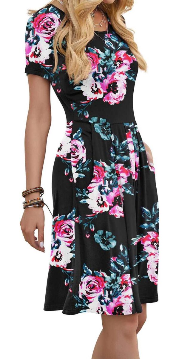 DouBCQ Women's Casual Flowy Pleated Loose Dresses with Pockets - Image 4