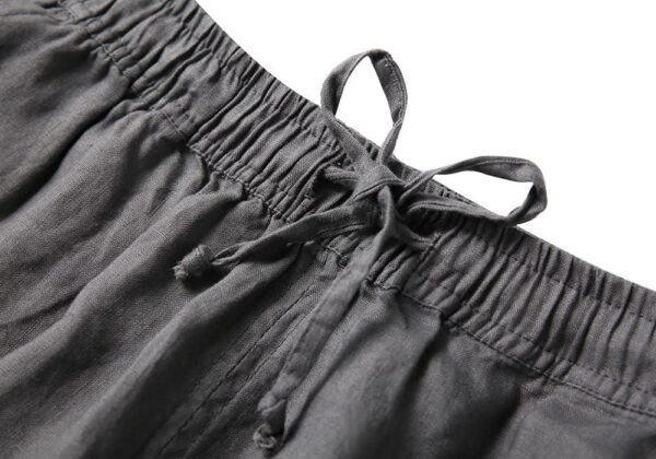 ECUPPER Womens Casual Loose Linen Elastic Wasit Ankle Pants Plus Size Cropped Trousers - Image 6