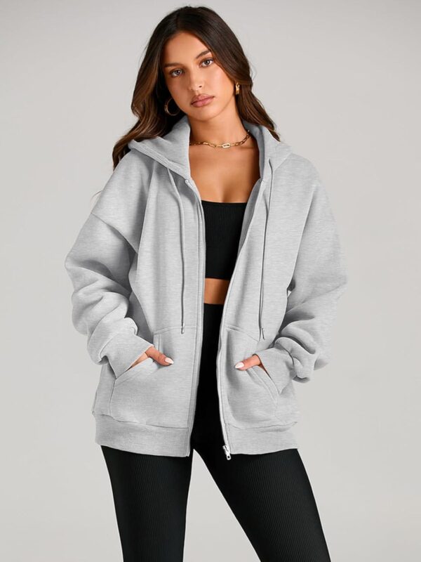 EFAN Women's Drawstring Zip Up Cute Hoodies Fall Jacket Oversized Casual Sweatshirts with Pocket - Image 2