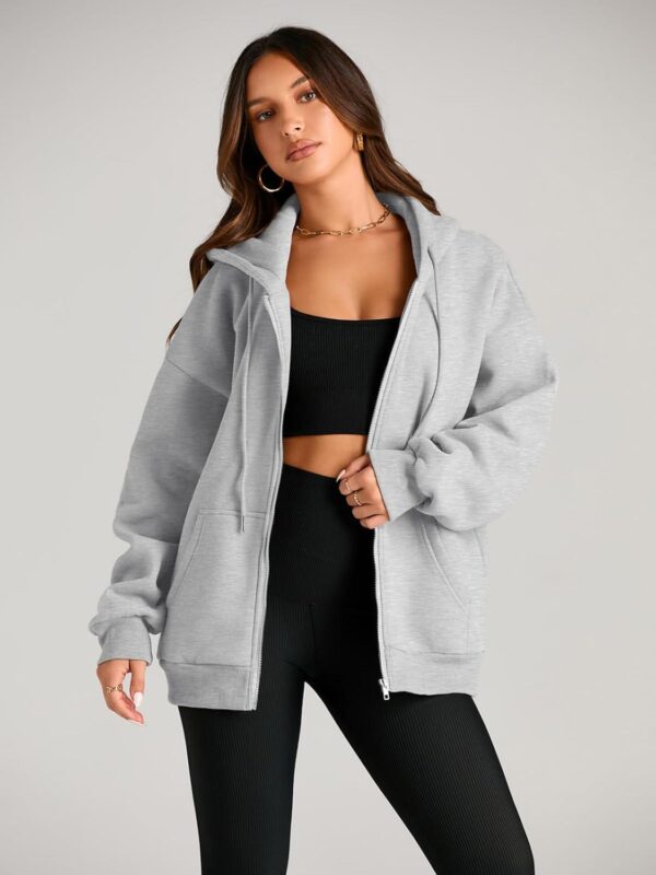EFAN Women's Drawstring Zip Up Cute Hoodies Fall Jacket Oversized Casual Sweatshirts with Pocket - Image 3