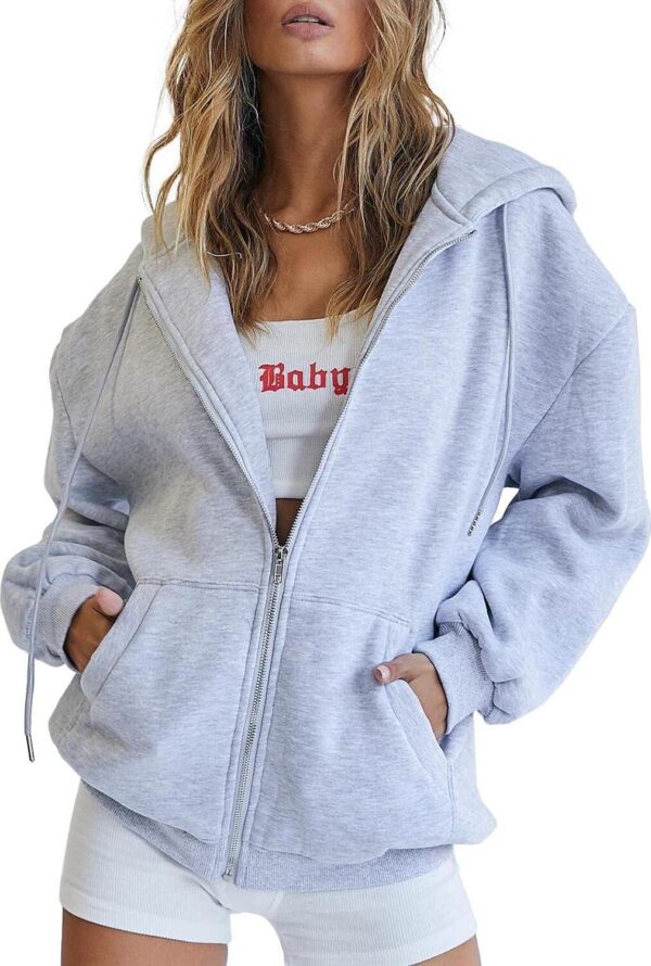 EFAN Women's Drawstring Zip Up Cute Hoodies Fall Jacket Oversized Casual Sweatshirts with Pocket