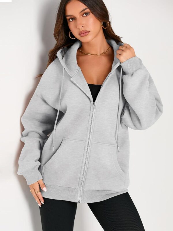 EFAN Women's Drawstring Zip Up Cute Hoodies Fall Jacket Oversized Casual Sweatshirts with Pocket - Image 4