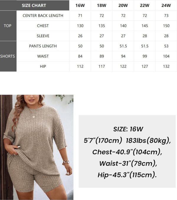 Ekouaer Pajamas 2 Piece Lounge Sets Ribbed Knit Matching Outfits T-shirt Biker Shorts Sleepwear Loungewear Sweatsuits - Image 5