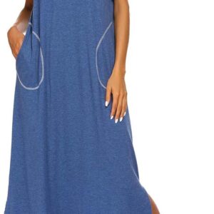 Ekouaer Women's Full Length Short Sleeve Nightgown