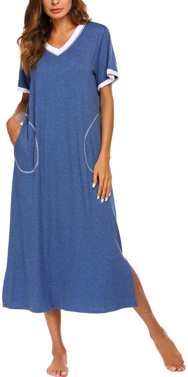 Ekouaer Women's Full Length Short Sleeve Nightgown
