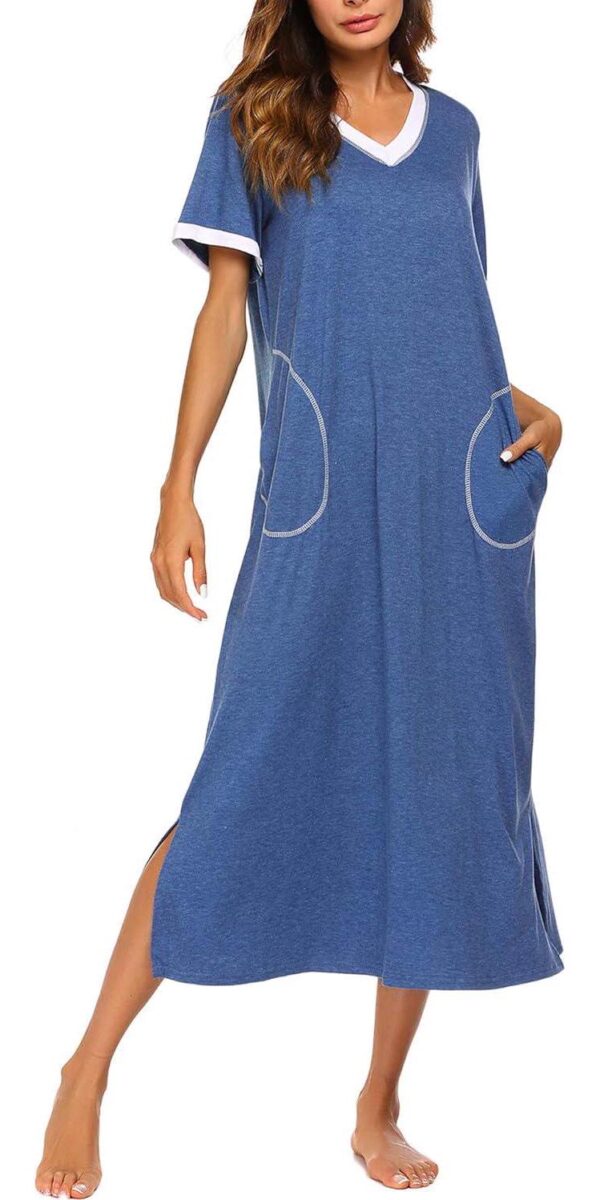 Ekouaer Women's Full Length Short Sleeve Nightgown - Image 2