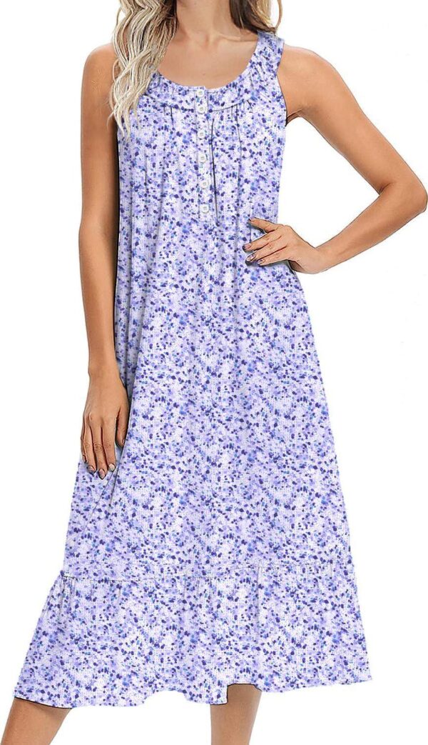 Ekouaer Women's Nightgowns Long Sleeveless Night gown with Pockets Soft Ladies Nightdress