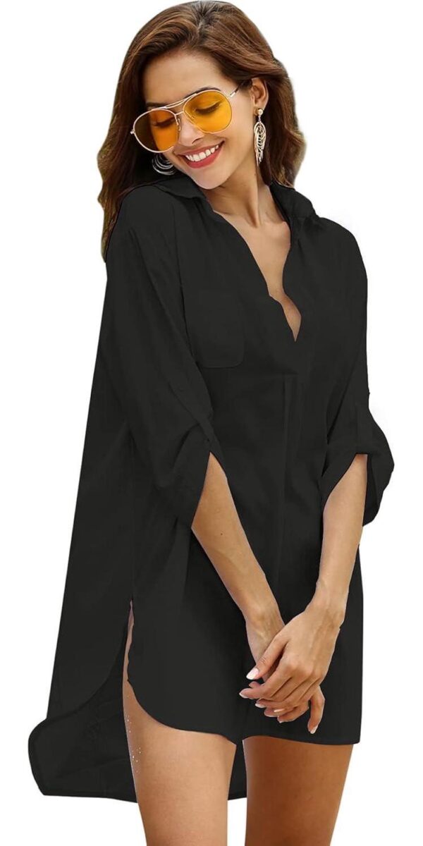 Ekouaer Women's Swimsuit Beach Cover Up Shirt Bikini Beachwear Bathing Suit Beach Dress - Image 2