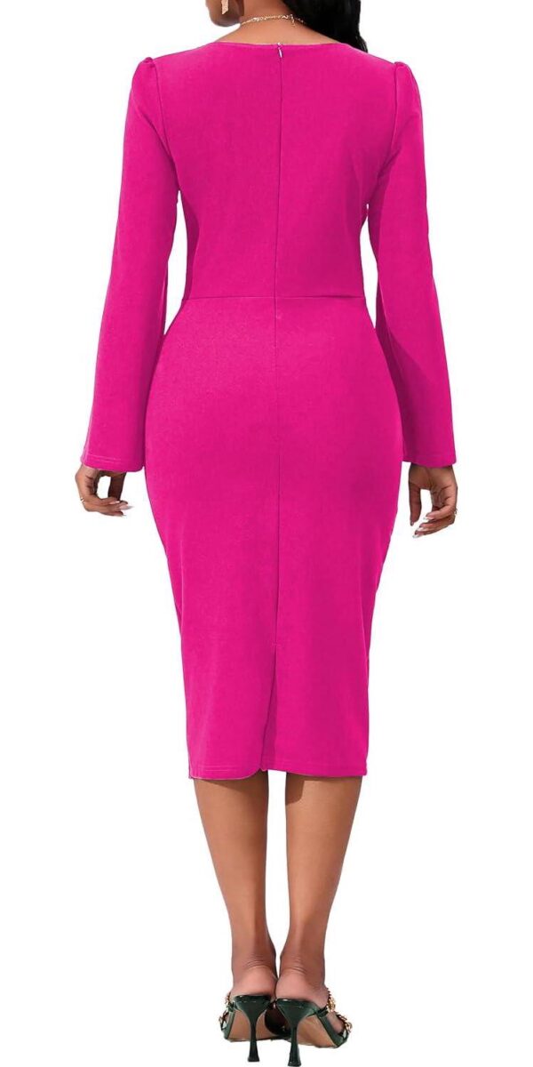 Elegant Dresses for Women Sexy Church Long Ruffles Sleeve Business Pencil Vintage Peplum Dress Wear to Work - Image 5