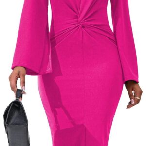 Elegant Dresses for Women Sexy Church Long Ruffles Sleeve Business Pencil Vintage Peplum Dress Wear to Work