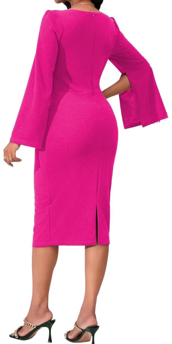 Elegant Dresses for Women Sexy Church Long Ruffles Sleeve Business Pencil Vintage Peplum Dress Wear to Work - Image 4