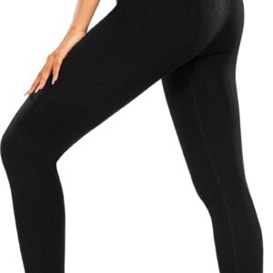 FULLSOFT Ribbed Seamless Leggings for Women High Waisted Workout Athletic Gym Yoga Pants