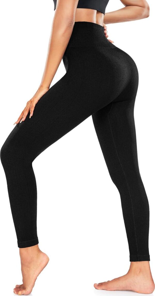 FULLSOFT Ribbed Seamless Leggings for Women High Waisted Workout Athletic Gym Yoga Pants