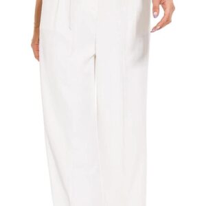 FUNYYZO Women's Wide Leg Pants High Elastic Waisted in The Back Business Work Trousers Long Straight Suit Pants