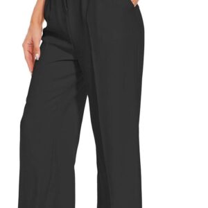 FUNYYZO Women's Wide Leg Pants High Elastic Waisted in The Back Business Work Trousers Long Straight Suit Pants