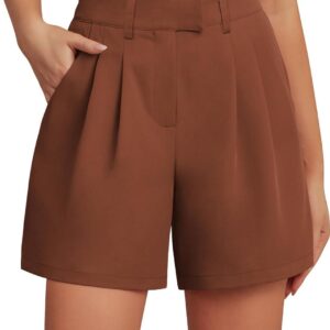 Feiersi Womens Casual Elastic Waist Wide Leg Suit Tailored Shorts Summer Dressy Work Trouser Shorts with Pockets