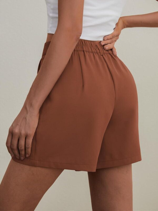 Feiersi Womens Casual Elastic Waist Wide Leg Suit Tailored Shorts Summer Dressy Work Trouser Shorts with Pockets - Image 3