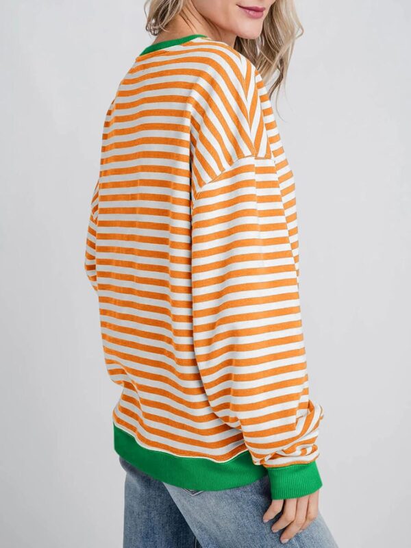 Fisoew Womens Striped Oversized Sweatshirt Color Block Crew Neck Long Sleeve Shirt Casual Loose Pullover Top Y2K Clothes - Image 3