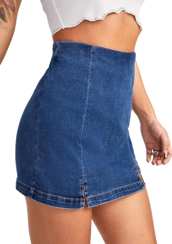 Floerns Women's Casual Split Hem High Waist Denim Skorts Skirt Shorts - Image 4