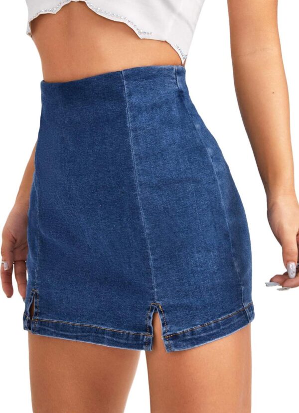 Floerns Women's Casual Split Hem High Waist Denim Skorts Skirt Shorts - Image 3