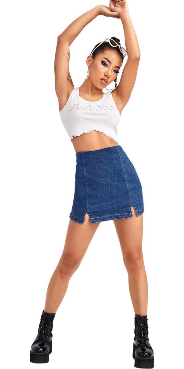 Floerns Women's Casual Split Hem High Waist Denim Skorts Skirt Shorts - Image 5