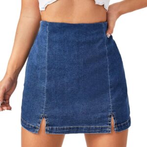 Floerns Women's Casual Split Hem High Waist Denim Skorts Skirt Shorts