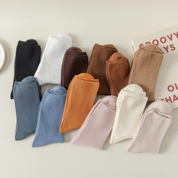 Flydo 6 Pack Crew Socks for Women Cotton Socks Cute Casual Athletic Socks Soft Womens Socks Aesthetic Socks - Image 3