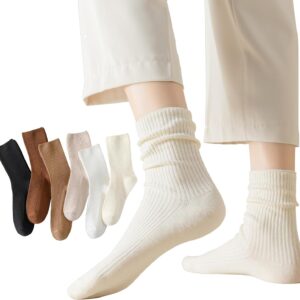 Flydo 6 Pack Crew Socks for Women Cotton Socks Cute Casual Athletic Socks Soft Womens Socks Aesthetic Socks