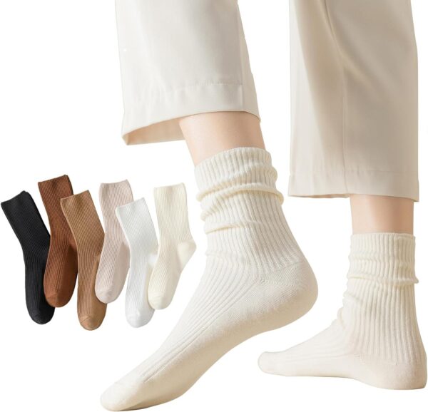 Flydo 6 Pack Crew Socks for Women Cotton Socks Cute Casual Athletic Socks Soft Womens Socks Aesthetic Socks