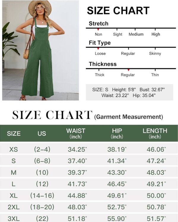 Flygo Womens Cotton Bib Overalls Loose Fit Wide Leg Jumpsuits Casual Rompers with Pockets - Image 5