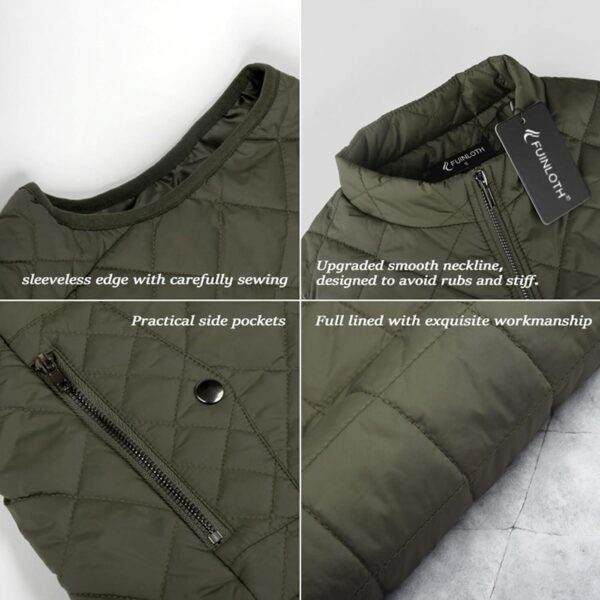 Fuinloth Women's Quilted Vest, Stand Collar Lightweight Zip Padded Gilet - Image 5