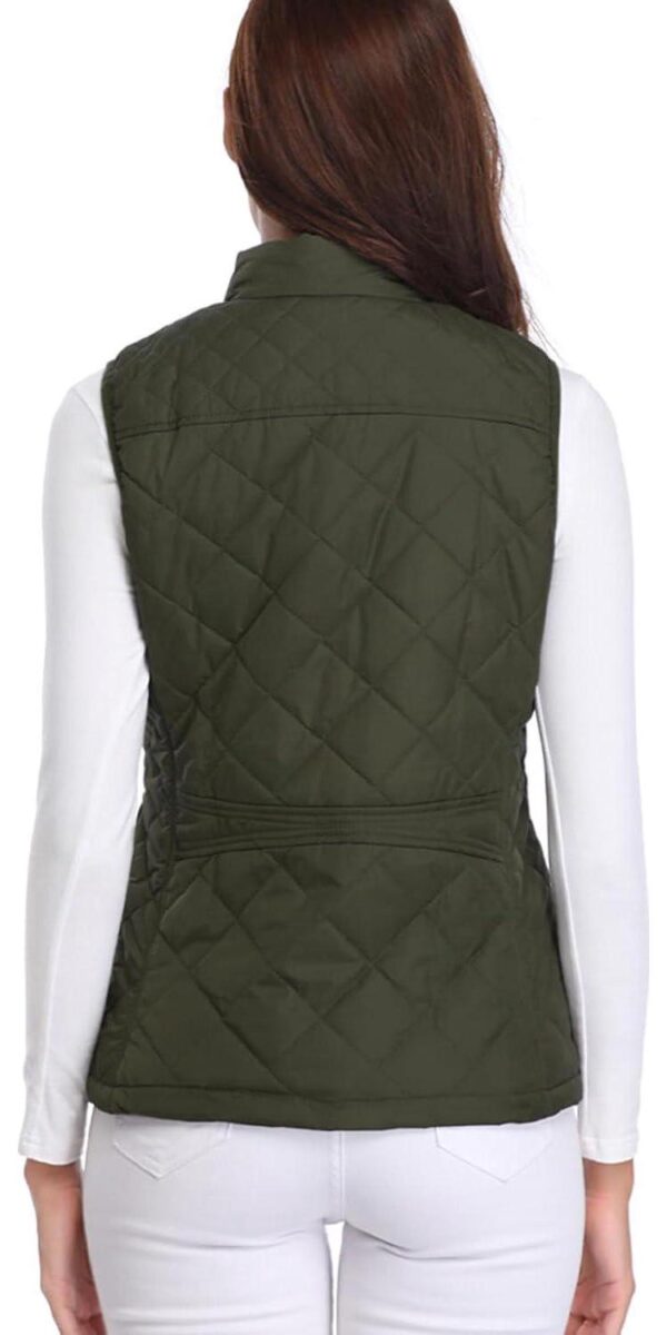 Fuinloth Women's Quilted Vest, Stand Collar Lightweight Zip Padded Gilet - Image 3