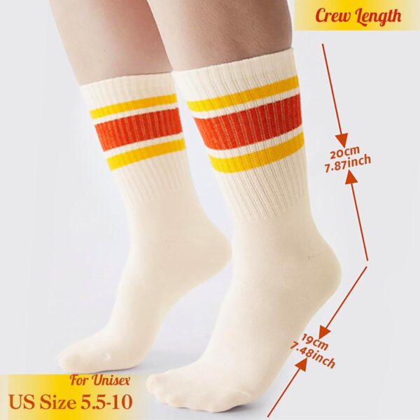 Funny Novelty Socks For Women Striped Retro Crew Socks Sporty Mid Calf Socks Casual Cotton Socks Women - Image 7